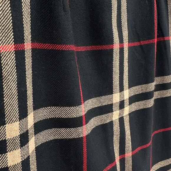 Nouveaux Plaid Maxi Skirt Womens Sz 14 Black Red Fringed Hem Fall Grunge Preppy - Picture 6 of 12